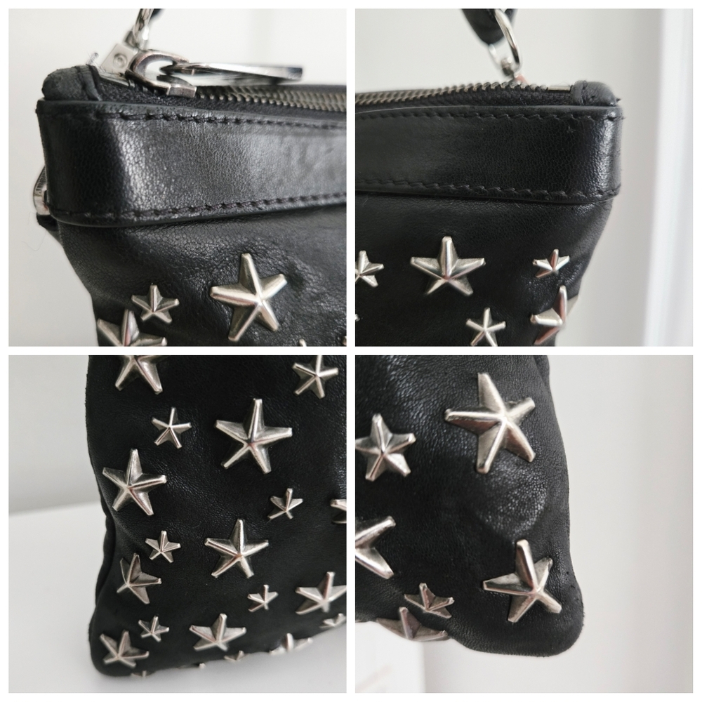 Authentic JIMMY CHOO Sky Star Studded Black Clutch Wallet WOC Crossbody Shoulder - Picture 14 of 16